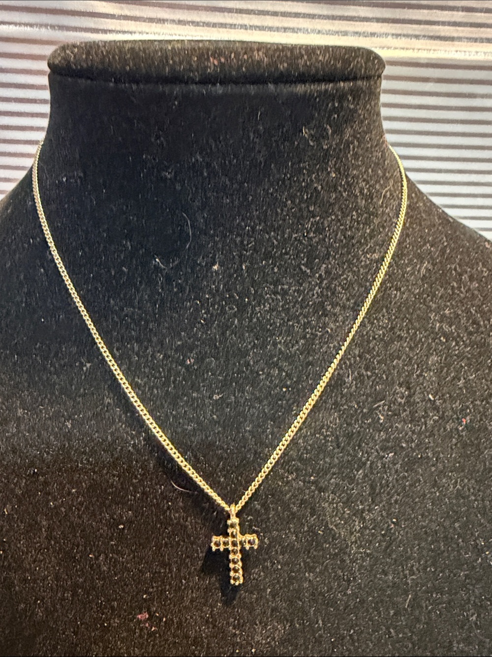 Cookie Lee Gold Crystal Cross Necklace